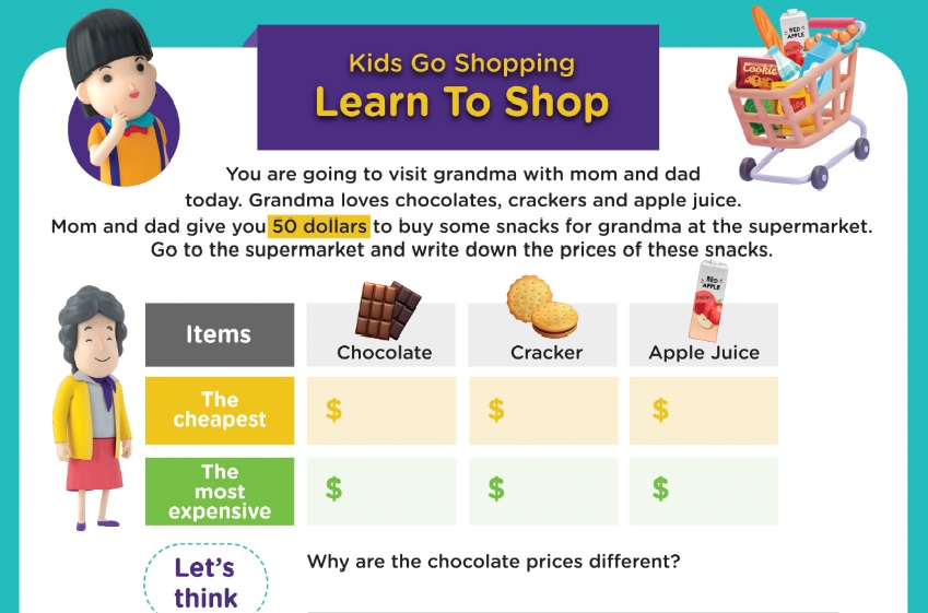 Worksheet: Kids Go Shopping: Learn to Shop